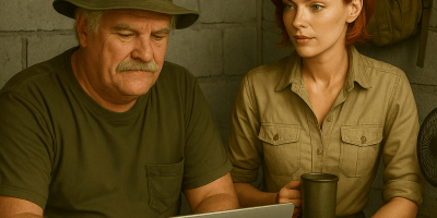 Cliff Potts and Dora on the cover of Notes from the FOB available at local ebook outlets.