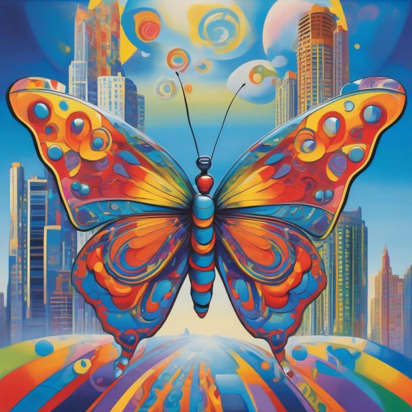 Blue Sky logo renerderd by Nova Image Generator in Psychedelic Colors.