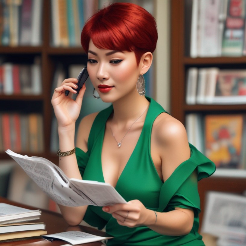 Dora at Work with her Tablet and Phone