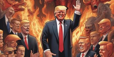 Trump addressing the demon hoard of hell.